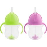 Munchkin Tıklama Kilitli Uçlu Pipetli Alıştırma BARDAĞI,6AY+,207ML,2LI Paket - Yeşil - Mor