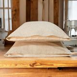 Mundo Lindo %100 Pamuk Ipliği Boyalı Çizgili Tek Kişilik Yastık Kılıfı 2'li Set - 50X70 cm Naturel Cep Detaylı - Kahverengi - 50 X 70 CM