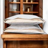 Mundo Lindo %100 Pamuk Ipliği Boyalı Çizgili Tek Kişilik Yastık Kılıfı 2'li Set - 50X70 cm Naturel Cep Detaylı - Mavi - 50 X 70 CM