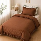 Mundo Lindo Fırfırlı Nevresim Takımı Boho Brown Tek Kişilik 2 Parça 160 x 220 cm - Kahverengi