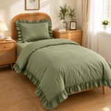 Mundo Lindo Fırfırlı Nevresim Takımı Light Almond Tek Kişilik 2 Parça 160 x 220 cm