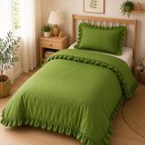 Mundo Lindo Fırfırlı Nevresim Takımı Sweet Green Tek Kişilik 2 Parça 160 x 220 cm - Yeşil
