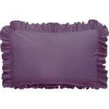 Mundo Lindo Fırfırlı Yastık Kılıfı Tek Kişilik 50X70 cm 1 Adet %100 Doğal Pamuk 18 Farklı Renk Seçeneği - Mor - 50 X 70 CM