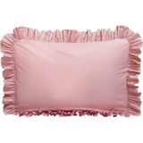 Mundo Lindo Fırfırlı Yastık Kılıfı Tek Kişilik 50X70 cm 1 Adet %100 Doğal Pamuk 18 Farklı Renk Seçeneği - Pudra Pembe - 50 X 70 CM