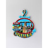 Mundy Antalya Temalı Kabartmalı Polyester Magnet – Kaleiçi Lara Konyaaltı Kundu Hediyelik Buzdolabı Magneti 5,5 x 7,5 cm (KOD:1249) - Çok Renkli