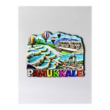 Mundy PAMUKKALE Polyester Kabartmalı Magnet 7x5,5 cm Şehir Magneti Dekoratif Hediyelik Buzdolabı Süsü (kod:1856)