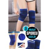 Munico 1 Çift Mavi Bandaj Sporcular Diz Ağrıları Olanlar İçin Dizlik Tüm Bedenlere Uyumlu Elastik Fitness