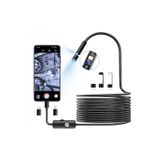 Munico 10 Metre Lens Fiberskop Çift Lensli Lens Su Geçirmez Endüstriyel Endoskop Kamera LED Akıllı Telefon
