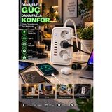 Munico 2 Adet 2500W 3'lü Çoklu Priz 2 Type-C 4 USB Çıkışlı Çocuk Korumalı Masaüstü Çoklayıcı - Çok Renkli