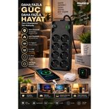 Munico 2 Adet 8 Priz 2 Type-C 2 USB Çıkışlı Akım Korumalı Ev Ofis Bilgisayar Şarj Istasyonu - Çok Renkli
