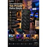 Munico 2 Adet 8'li Akım Korumalı Çoklu Priz 2 Type-C 2 USB Çıkışlı Termal Korumalı Anahtarlı - Çok Renkli