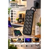 Munico 2 Adet 8'li Çoklu Priz 2500W Type-C USB Şarj Çıkışlı Akım ve Isı Korumalı Anahtarlı - Çok Renkli