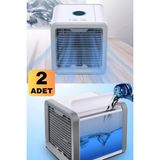 Munico 2 Adet Masa Üstü Su ile Çalışan Akıllı Soğutucu Fan Mini Klima Profesyonel Oda Gamer Soğutucu Set - Çok Renkli