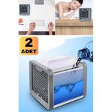 Munico 2 Adet Mini Klima Profesyonel Oda Ofis Fanı Soğutucu Set Masa Üstü Su ile Çalışan Akıllı Soğutucu - Çok Renkli