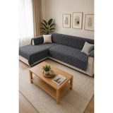 Munico 2 Adet Peluş Koltuk Örtüsü Kaymaz Tabanlı Evcil Hayvan Koruyucu Kalın Kabartmalı Dokulu Premium - 170 x 210 cm - Antrasit - Gri