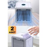 Munico 2 Adet Soğutucu Fan Cihazı Masaüstü Oda Ev Ofis Mini Otomatik Soğutucu Klima Fan Cihazı Portatif - Çok Renkli