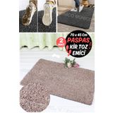 Munico 2 Adet Suyu İçine Hapseden Kapı Banyo Paspası Gri Şık Tüylü Clean Step Mat Özellikli Çok Fonksiyonlu