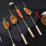Munico 20 Adet Ahşap Bbq Çatal Paslanmaz Çelik Açık Hava Izgara Iğnesi Barbekü Izgara Çubuğu Uzun Saplı