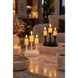 Munico 24 Adet Alev Efektli Dekoratif LED Mum 3’lü Şamdan Pilli Masa Lambası Organizasyon Ev Dekoru