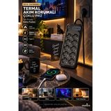 Munico 2500W Akım Korumalı Çoklu Priz 8 Priz Type-C USB Çıkışlı Termal Korumalı - Çok Renkli