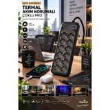 Munico 2500W Çok Fonksiyonlu Priz 8 Priz Type-C USB Çıkışlı Ev Ofis Gaming Çoklayıcı - Çok Renkli