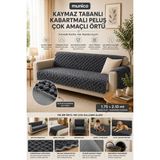 Munico 3 Adet Kanepe Örtüsü Yatak Ucu Şalı Dekoratif Peluş Örtü Çok Amaçlı Örtü Koltuk Kanepe Yatak Şalı - 170 x 210 cm - Antrasit - Gri