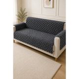 Munico 3 Adet Koltuk Örtüsü Kaymaz Kanepe Şalı Premium Kabartmalı Peluş Koltuk Örtüsü Kaymaz Tabanlı - 170 x 210 cm - Antrasit - Gri