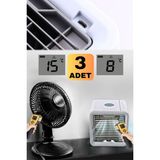 Munico 3 Adet Masa Üstü Su ile Çalışan Akıllı Soğutucu Fan Mini Klima Profesyonel Oda Gamer Soğutucu Set - Çok Renkli