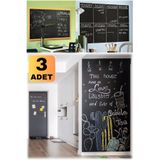 Munico 3 Adet Okul Dershane Için Heryere Yapışabilir Tebeşirli Kara Tahta Stickerı 200 x 60 cm Folyo Tahta