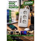Munico 3 Soketli Priz Çoklayıcı 2500W Type-C USB Çıkışlı Isıya Dayanıklı Masaüstü Priz - Çok Renkli