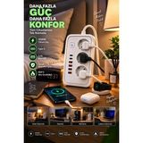 Munico 3'lü Masaüstü Çoklu Priz 2 Type-C 4 USB Çıkışlı 2500W Ev Ofis Şarj Istasyonu - Çok Renkli