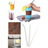 Munico 3'lü Metal Pipet Seti Paslanmaz Çelik Düz & Eğik Pipet &pipet Temizleme Fırçası Chef Içecek Tadım