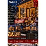 Munico 3x3 Metre Perde LED Işık Sıcak Beyaz 8 Modlu Yılbaşı Ev Balkon Pencere Dekorasyon Işığı