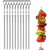 Munico 4 Adet Barbekü Şiş Paslanmaz Çelik Şiş Kebap Barbekü Çatal Seti 60CM Uzun Düz Barbekü Iğnesi