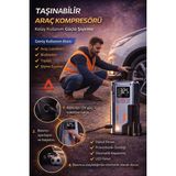 Munico 4’ü 1 Arada Powerbank ve Kompresör Şarjlı Jump Starter 12.000 Mah Akü Takviye LED Işıklı Hava Pompa