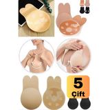 Munico 5 Çift Askısız Kendinden Yapışkanlı Göğüs Yeniden Silikon Görünmez Iç Çamaşırı Ped Push Up Sütyen