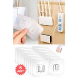 Munico 5 Set Yapışkanlı Geçmeli Askı Tuvalet Fırçası Saksı Çöp Kutusu İçin Sabitleme Çözümü Şeffaf Geçmeli