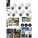 Munico 6 Adet Iç ve Dış Mekana Duvar Montajlı Wifi Kamera Güvenlik Sistemli Hareket Sensörlü Gece Görüşlü