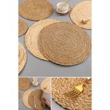 Munico 8 Adet Doğal Masa Paspası 35 cm Amerikan Servis Dokuma Placemat Yuvarlak Örgülü Mat Isıya Dayanıklı - Beyaz - Sarı - Çok Renkli