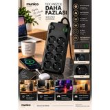 Munico 8'li Masaüstü Priz Çoklayıcı Type-C USB Şarj Çıkışlı Isıya Dayanıklı Çoklu Priz - Çok Renkli