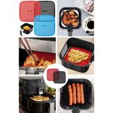 Munico Airfryer Kare Model Pişirme Matı 21,5 cm Siyah Yeniden Silikon Fritöz Airfreyler Yapışmaz Silikon