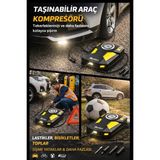 Munico Analog Gösterge Oto Kompresör Çok Amaçlı Şişirme Pompası Mini Fenerli Analog Basınç Göstergeli Oto