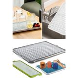 Munico Bardak Tabak Kurutucu 40X22 cm Bulaşık Süzmatik Aparatı Izgaralı Lavabo Tezgah Üstü Bulaşıklık Rahat