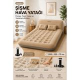 Munico Çift Kişilik Şişme Hava Yatağı Sırt Destekli + 2 Yastıklı Hızlı Şişirme Pompalı Konforlu