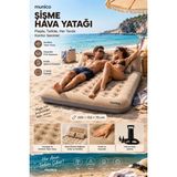 Munico Çift Kişilik Şişme Şezlong Hızlı Şişirme Pompalı Plaj ve Kamp Şezlongu Sırt Destekli, Yumuşak