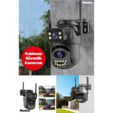 Munico Ev Dükkan İşyeri IP Camera Uygulamadan İzleme Çift Lensli PTZ Kamera Dış Mekan IP Kamera, Gece Görüş