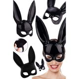 Munico Fantezi Sexy Aksesuar Siyah Tavşan Maskesi Kedi Kadın Yarım Yüz Cadılar Bayramı Kostüm Maskeli Balo