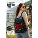 Munico Kilim Desenli Sırt Çantası Otantik Dokuma Modern Tasarım Günlük ve Seyahat Kullanımı Plaj Beach Club
