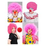 Munico Rengarenk Cosplay Cadılar Bayram Hayranları Için Peruk Renkli Patlayan Palyaço Peruk + Palyaço Burnu