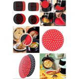 Munico Renkli Isıya Dayanıklı Yıkanılabilir Silikon Isı Airfryer Yuvarlak Model Pişirme Matı 20 cm Kırmızı